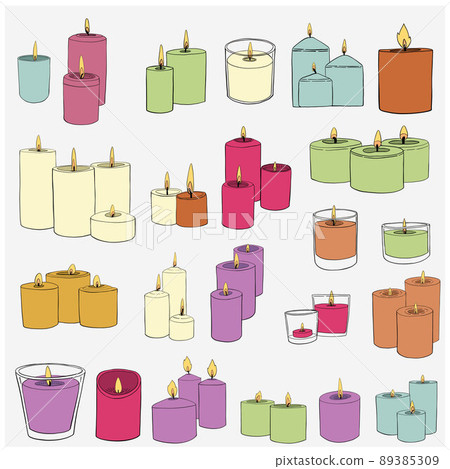 Smplicity spa candle freehand drawing flat design. 89385309