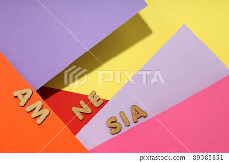 Concept of problems with memory, amnesia disease on multicolor background 89385851