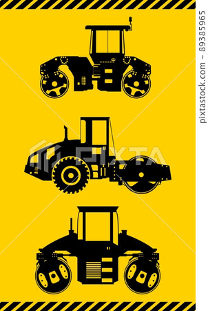 Compactors. Heavy construction machines. Vector illustration 89385965