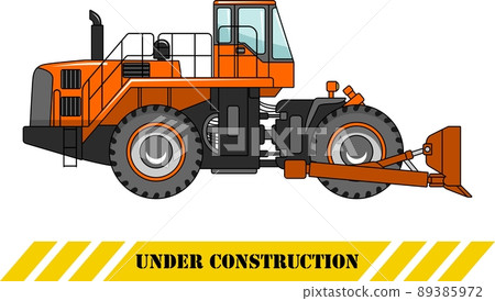 Wheel Dozer. Heavy Construction Machine. Vector... - Stock Illustration ...