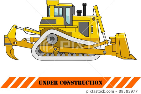 Dozer isolated on white background in flat style. Heavy construction machine. Vector illustration Dozer isolated on white background in flat style. Heavy construction machine. Vector illustration 89385977