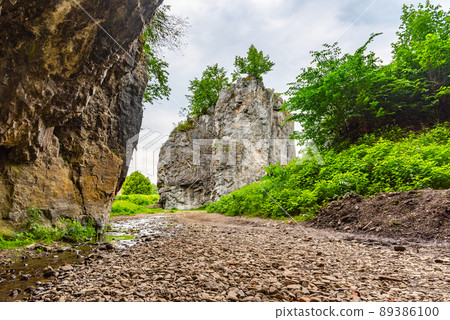 Hrebenac - uniqe limestone rock formation in Sloup, Moravian Karst, Czech Republic 89386100
