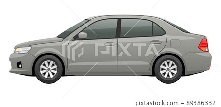 Illustration of a car seen from the side (sedan) 89386332