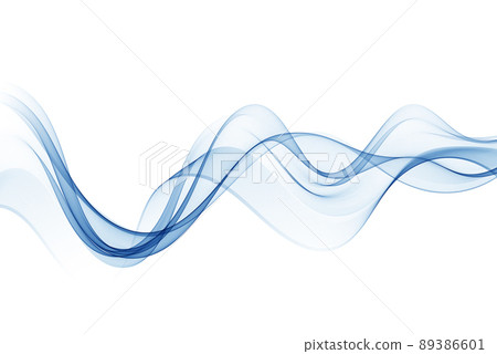 Blue abstract transparent wave on white background, design element Blue abstract transparent wave on white background, design element 89386601