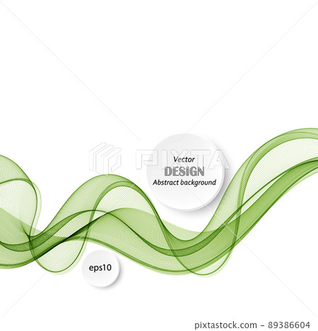 Green wavy wave, transparent wave lines vector movement on white background Green wavy wave, transparent wave lines vector movement on white background 89386604