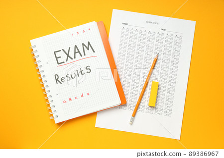 Concept of exams and tests, top view Concept of exams and tests, top view 89386967