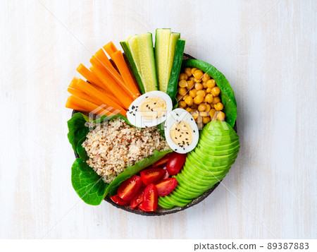 Vegetarian Buddha's bowl, a mix of vegetables. 89387883