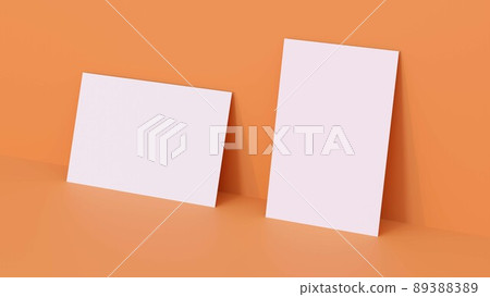Business card mockup blank for brand identity logo presentation on orange background 89388389