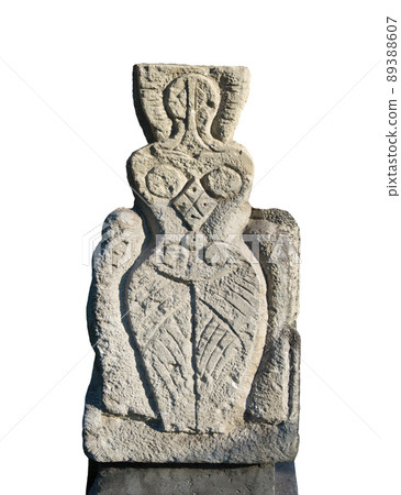 Stone idol on white background Stone idol on white background 89388607