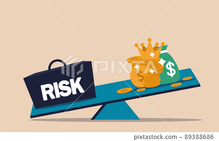 High risk invest and return ROI benefit. Low market money and reward opportunity tolerance appetite vector illustration concept. Cost balance and financial decision cube. Management strategy saving High risk invest and return ROI benefit. Low market money and reward opportunity tolerance appetite vector illustration concept. Cost balance and financial decision cube. Management strategy saving 89388686