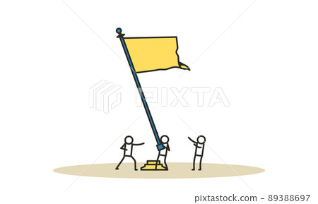 Business work target with flag person vector illustration concept background. Success businessman with team. Career man growth strategy communication. Office center cooperation banner challenge Business work target with flag person vector illustration concept background. Success businessman with team. Career man growth strategy communication. Office center cooperation banner challenge 89388697