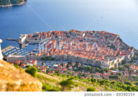 Croatian World Cultural Heritage Dubrovnik Cityscape of the ancient city overlooking Mount Srđ 89390354