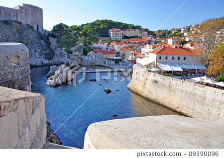 Croatian World Cultural Heritage Dubrovnik, the pearl of the Adriatic Sea The cityscape of the ancient city seen from the walls Croatian World Cultural Heritage Dubrovnik, the pearl of the Adriatic Sea The cityscape of the ancient city seen from the walls 89390896