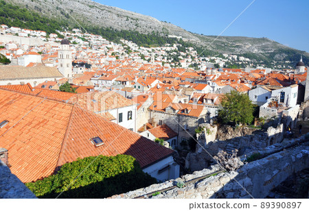 Croatian World Cultural Heritage Dubrovnik, the pearl of the Adriatic Sea The cityscape of the ancient city seen from the walls Croatian World Cultural Heritage Dubrovnik, the pearl of the Adriatic Sea The cityscape of the ancient city seen from the walls 89390897
