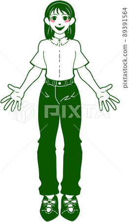 Standing picture of a working woman wearing a short-sleeved shirt 89391564