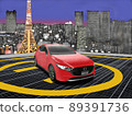 Car at the heliport of the night view of Tokyo 89391736