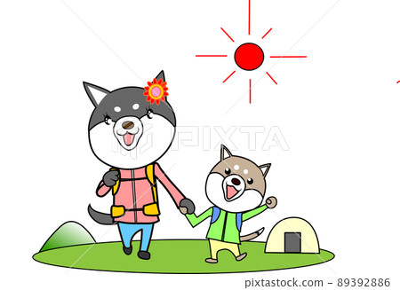 與柴犬父母子女一起徒步旅行 與柴犬父母子女一起徒步旅行 89392886