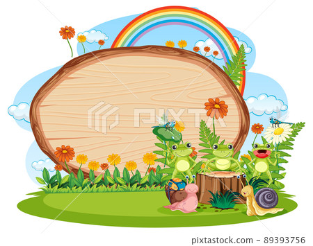 Insect with wooden frame board banner 89393756