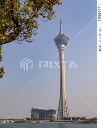 Sunny view of the famous Macau tower Sunny view of the famous Macau tower 89394354