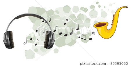 A saxophone with musical notes on white background 89395060