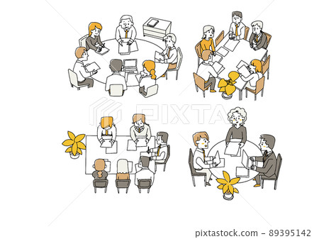 People exchanging opinions at meetings Teamwork set Comical handwritten person Vector, line drawing and color People exchanging opinions at meetings Teamwork set Comical handwritten person Vector, line drawing and color 89395142