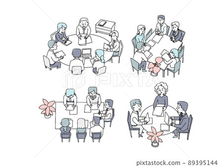 People exchanging opinions at meetings Teamwork set Comical handwritten person Vector, line drawing and color People exchanging opinions at meetings Teamwork set Comical handwritten person Vector, line drawing and color 89395144