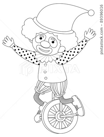 Clown black and white doodle character Clown black and white doodle character 89396016