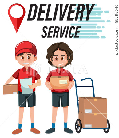 Delivery man with packages 89396040