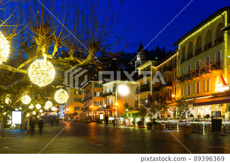 Evening view of Ascona old center, Switzerland Evening view of Ascona old center, Switzerland 89396369