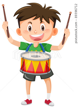A kid with drum music instrument 89396712