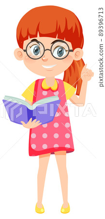 Girl reading a book on white background 89396713