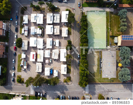 Aerial view of Boretto Market, Emilia Romagna. Italy 89396883