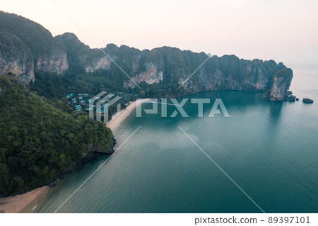 summer view of rocky mountains and sea in a tropical morning 89397101
