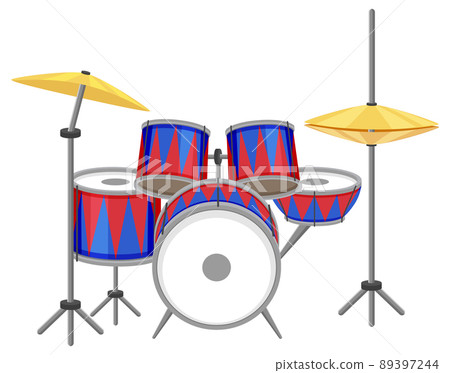 A drum set on white background - Stock Illustration [89397244] - PIXTA