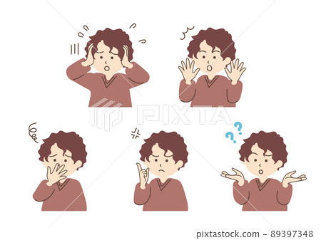 年輕男子的簡單插圖集_B02 [鬆散的燙髮] 89397348