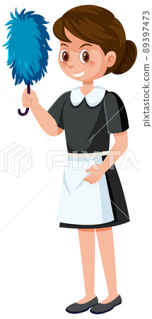 Housekeeper with duster in one hand 89397473