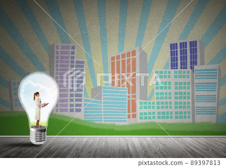 Businesswoman trapped in bulb 89397813