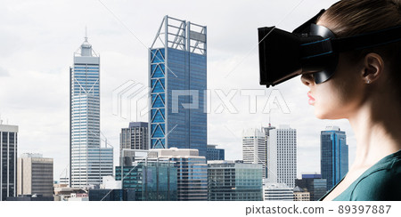 Young woman in VR goggles Young woman in VR goggles 89397887