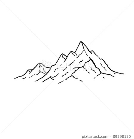 Mountains in engraving style. Nature landscape of highlands. Hand drawn design. Rocky ridge. Mountains in engraving style. Nature landscape of highlands. Hand drawn design. Rocky ridge. 89398150