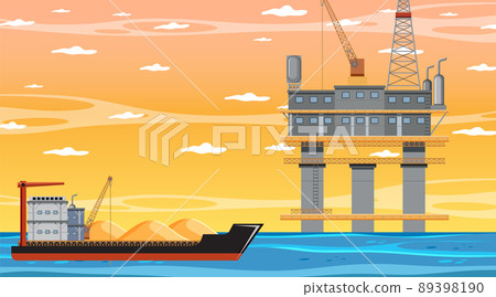 Petroleum industry concept with offshore oil platform Petroleum industry concept with offshore oil platform 89398190