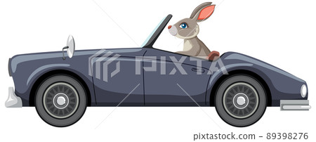 A rabbit in classic car on white background A rabbit in classic car on white background 89398276