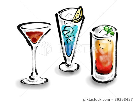 3種雞尾酒的手繪插圖 3種雞尾酒的手繪插圖 89398457