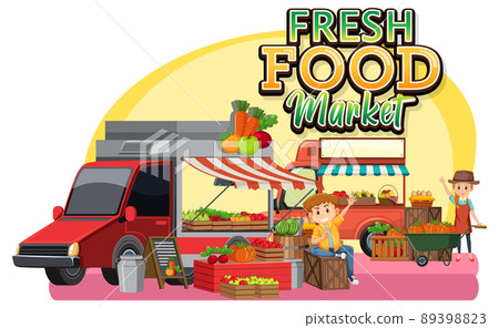 Flea market concept with fresh food shop 89398823