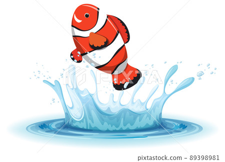 A water splash with fish on white background A water splash with fish on white background 89398981