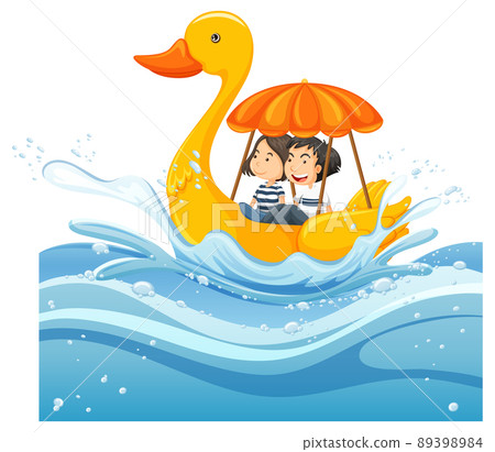 A water splash with duck boat on white background A water splash with duck boat on white background 89398984