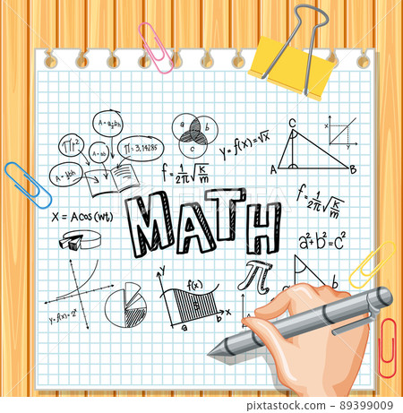Hand writing math formula on wood board 89399009