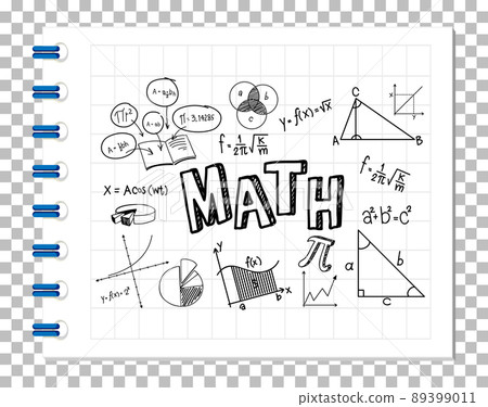 Doodle math formula with Mathematics font on notebook 89399011