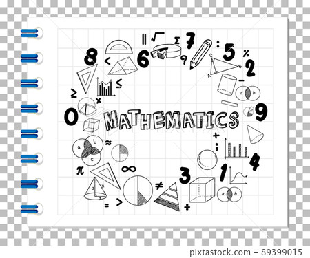 Doodle math formula with Mathematics font on notebook page Doodle math formula with Mathematics font on notebook page 89399015