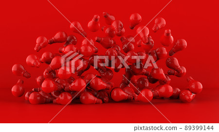 Light bulbs on red background. Idea concept. 3D Illustration. 89399144