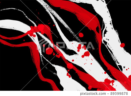 Black white red ink brush stroke. Japanese style. Vector illustration. 89399878